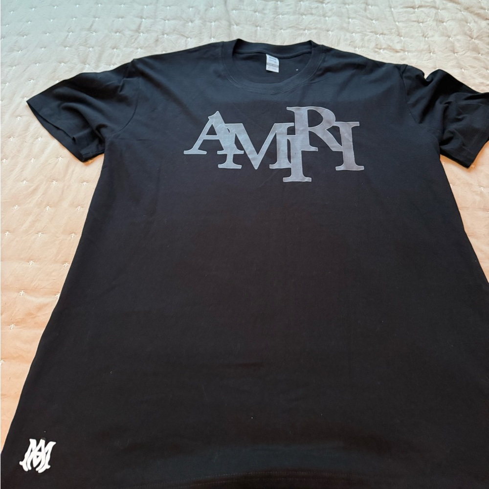 AMIRI Black and Gray Logo Tee